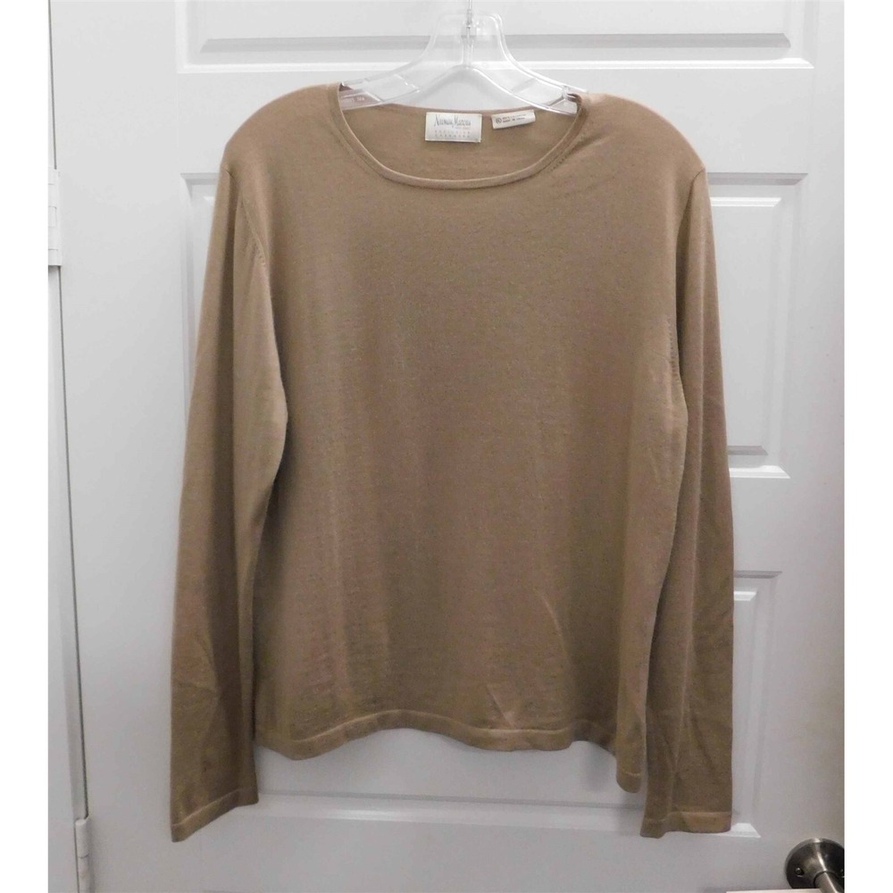 Neiman Marcus‎ 100% Cashmere Beige Pullover Lightweight Sweater Top sz XL
